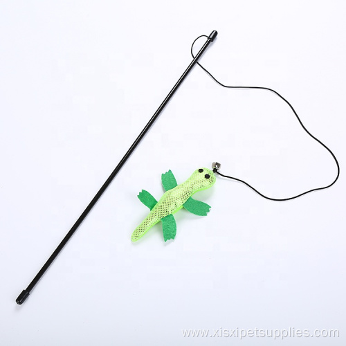 plush gecko cat stick plastic pole cat teaser